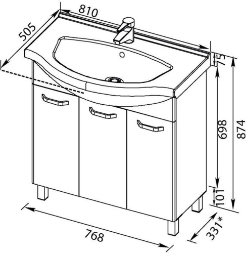 Тумба с раковиной Aquanet Глория 80 белый
