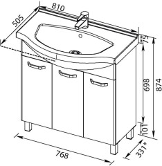Тумба с раковиной Aquanet Глория 80 белый