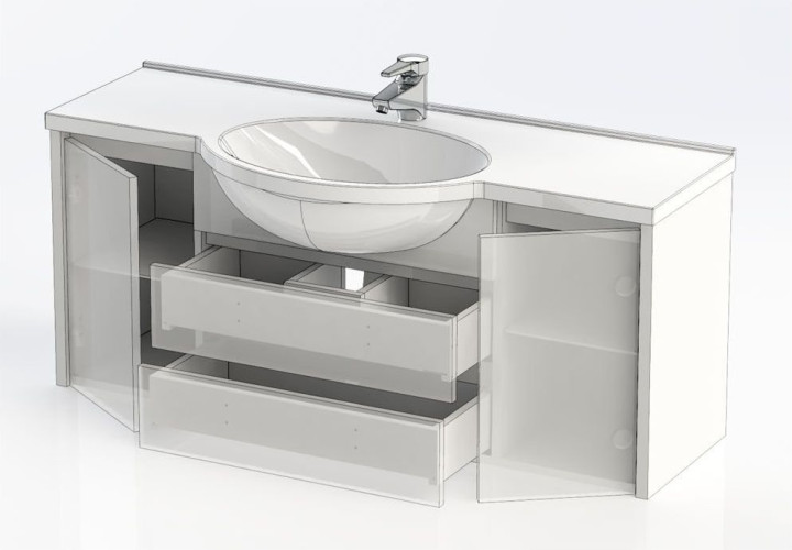 Тумба с раковиной Aquanet Лайн 120 белый