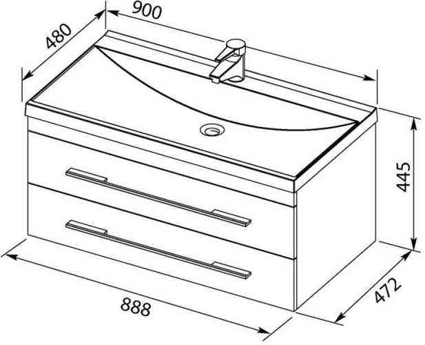 Тумба с раковиной Aquanet Нота NEW 90 венге