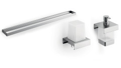 200A67MNS Модуль подвесной 20 см: рейлинг A8883ANS+дозатор A8812MNS21+дозатор A8867MNS21,нерж.сталь AISI 304,стекло матовое,брашированная нерж.