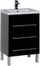 Тумба под раковину Aquanet Верона 58 черный (напольная 3 ящика)