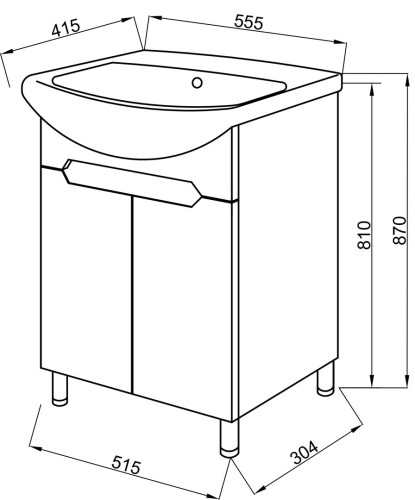 Комплект в ванную Ceruttispa тумба Ломбардия 55 с умывальником "Изео 55"