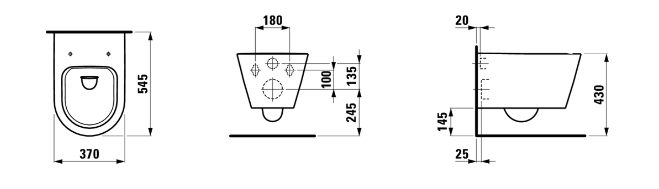 Подвесной унитаз Kartell by laufen 37х54,5 см, c покрытием lcc, безободковый, без сиденья
