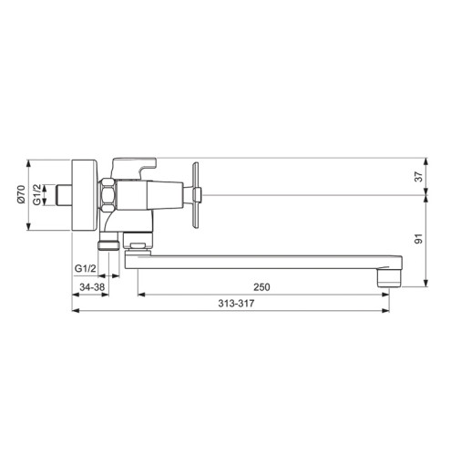 Настенный смеситель для ванны и душа VIDIMA ART, с керамическим переключателем