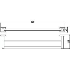 Держатель для полотенец прямой (2-ой) 50 см Savol S-509548 хром