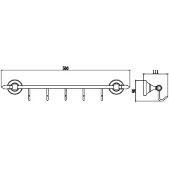 Планка с крючками (5 крючков) Savol S-06875B золото