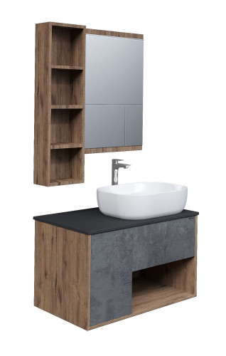 Тумба подвесная Grossman БРУНО-80 см с 1-м ящ. веллингтон/бетон (ум.GR-3016)