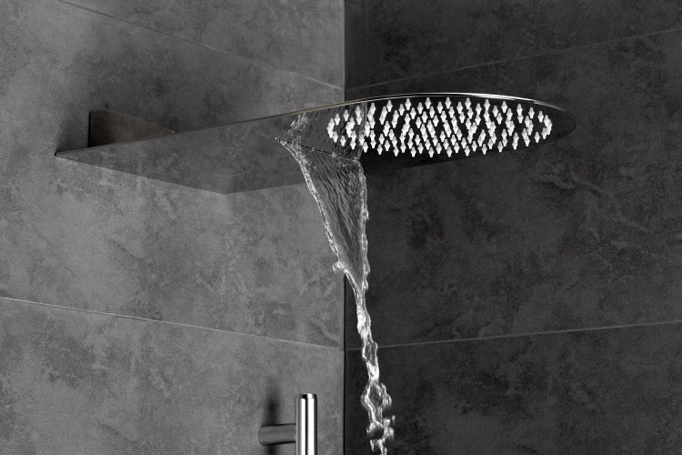 AQG, консольная душевая головка FLOWR2 50x25 см, 2 режима: дождь и каскад, цвет хром