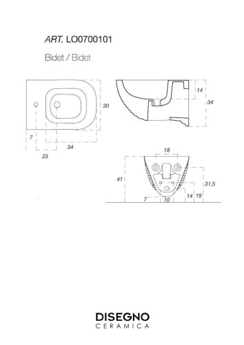 Disegno ceramica Loom, подвесное биде, c крепежом, 52,5x37 см, цвет turtle