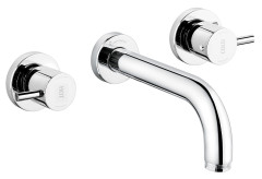 Emmevi Piper, встраиваемый в стену двухрычажный смеситель для раковины, без донного клапана, цвет зачищенное золото