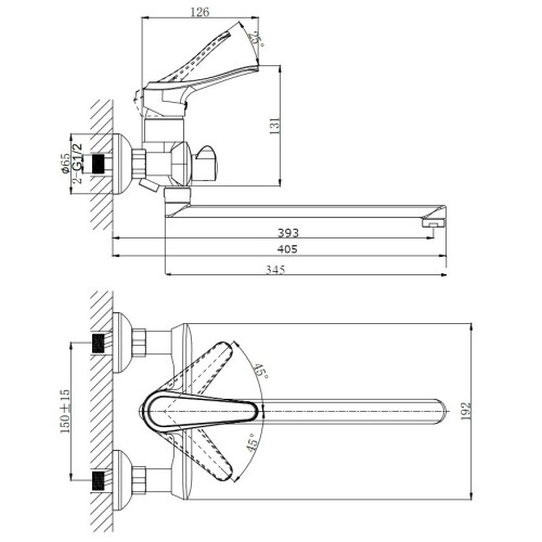 Смеситель одноручный для ванны с поворотным изливом RUSH Jawa (JA0735-51)