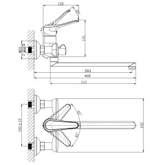 Смеситель одноручный для ванны с поворотным изливом RUSH Jawa (JA0735-51)