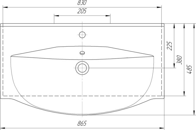 Тумба с раковиной Венеция Forte 85 напольная белый (2 ящика, ум. Элвис 85)