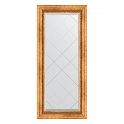Зеркало настенное с гравировкой EVOFORM в багетной раме римское золото, 56х126 см, BY 4060