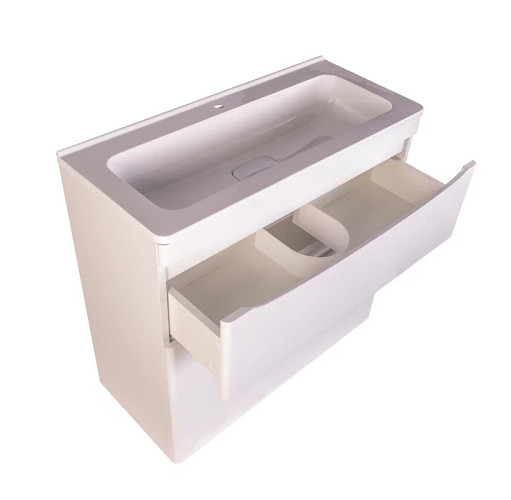 Тумба напольная Style Line Бергамо мини 80 (2 ящ.) Люкс антискрейтч белый, PLUS