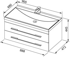 Тумба с раковиной Aquanet Нота NEW 90 светлый дуб