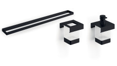 200ANE Модуль подвесной 200мм: рейлинг A8883ANE + дозатор A8812MNE21+ стакан A8810MNE21, нерж.сталь AISI 304,стекло матовое,черный матовый, INDA IND