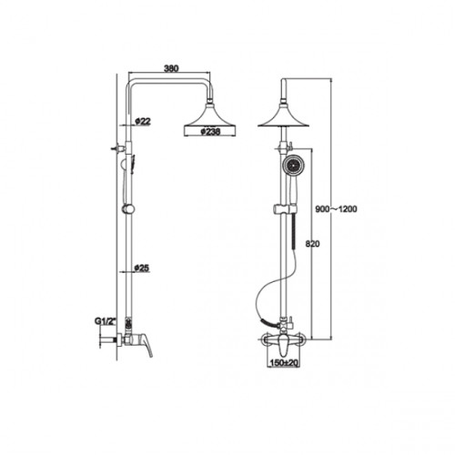 Душевая система KAISER 1111-SX (1111-SX)