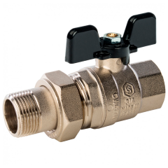 Кран шаровой STOUT полнопроходной с &quot;американкой&quot;, ВР/НР, ручка бабочка 3/4