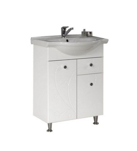 Тумба под раковину AQUATON ЛИАНА 60 напольная, с корзиной для белья, белая (1A162901LL010)