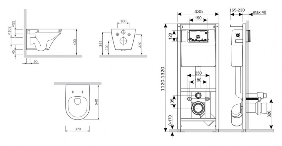 Комплект унитаза AM PM Inspire C501738WH с инсталляцией I012702 и клавишей I014151