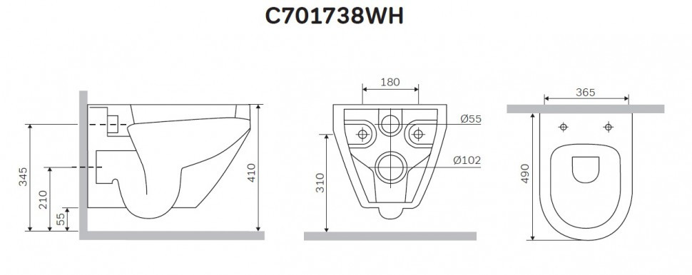 Унитаз AM PM Spirit V2.0 C701738WH подвесной