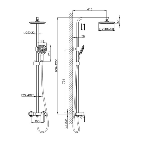 Душевая система D&K Berlin DA1433712A02, хром/зеленый