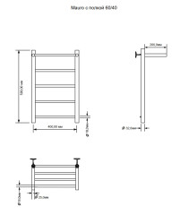 Полотенцесушитель электрический Aquanet Mauro 60х40 Тэн справа , с полкой