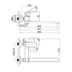Смеситель для ванны D&amp;K Rhein DA1313301, хром