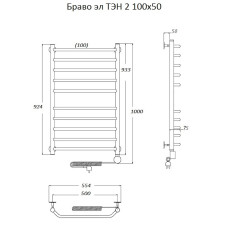 Полотенцесушитель Браво эл ТЭН 2 100*50 (ЛЦ4)