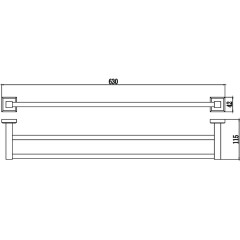 Держатель для полотенец прямой (2-ой) 60 см Savol S-609548 хром