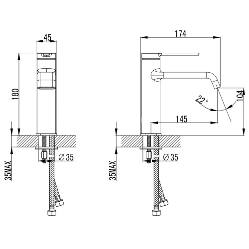 Смеситель для раковины Azario VINCENTE керамический картридж, без донного клапана, графит (AZ-VPV168326AJ)
