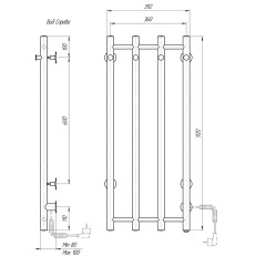 Электрический полотенцесушитель Domoterm Танго DMT 109-V4 36x92 EK L Хром