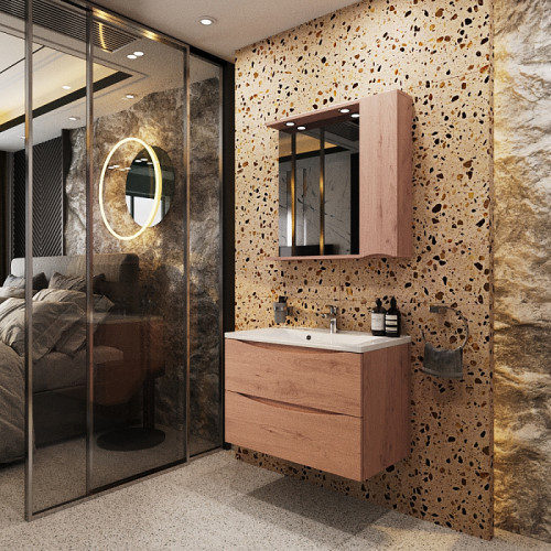 Тумба Итана Мишель 65 CS00080618 подвесная с раковиной Milena 65 Сосна фактурная натуральная (CS00080618)