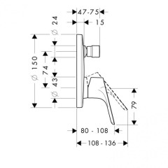 Смеситель для ванны Hansgrohe Focus, однорычажный, внешняя часть (31945000)