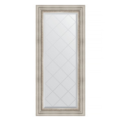 Зеркало настенное с гравировкой EVOFORM в багетной раме римское серебро, 56х126 см, BY 4061