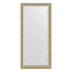 Зеркало настенное с гравировкой EVOFORM в багетной раме состаренное серебро с плетением, 73х155 см, BY 4261