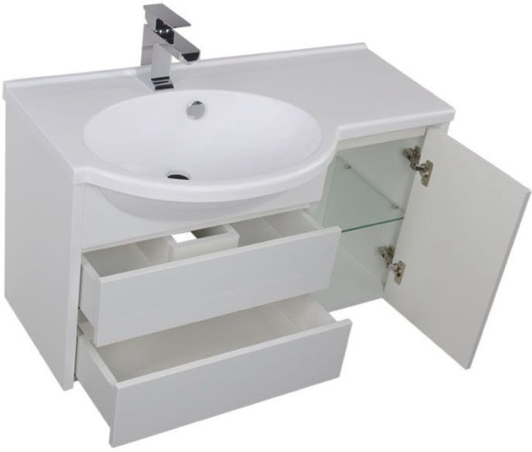 Тумба с раковиной Aquanet Лайн 90 L белый