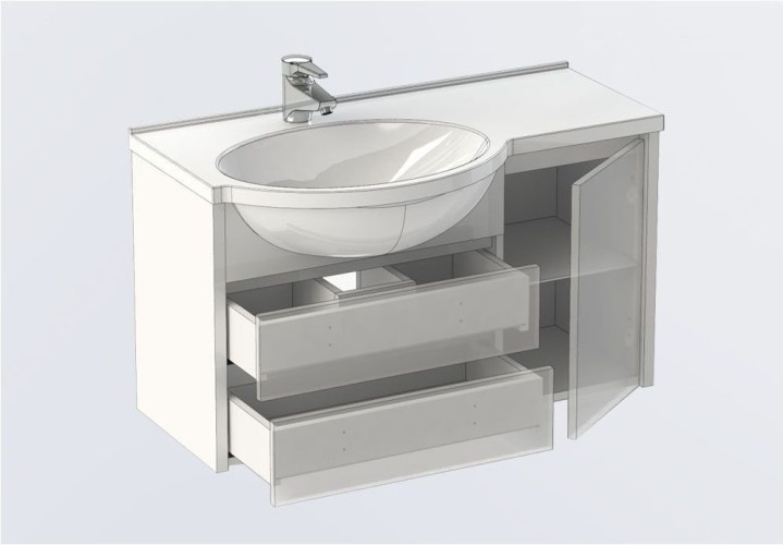 Тумба с раковиной Aquanet Лайн 90 L белый