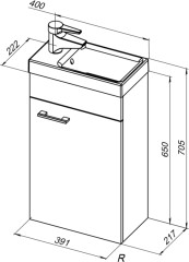 Тумба с раковиной Aquanet Нота R 40 (Moduo) белый
