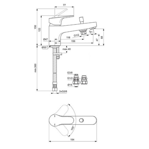 Смеситель для ванны Ideal Standard CERABASE на борт ванны, хром (BD060AA)