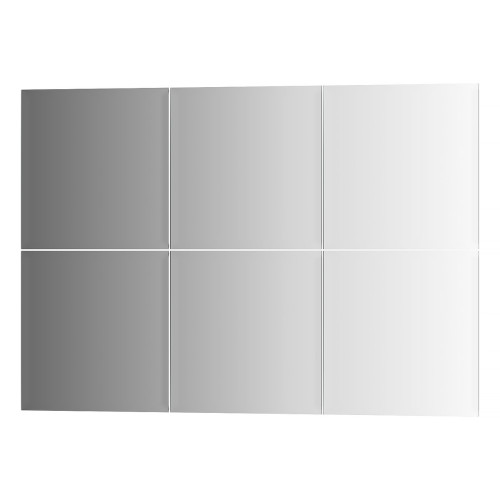 Зеркальная плитка с фацетом 10 мм - комплект 6 шт квадрат 20х20 см; серебро Refractive EVOFORM BY 1503