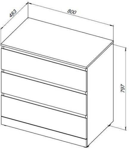 Комод Aquanet Сканди 800x480 Дуб эдгрейн (3 ящика)