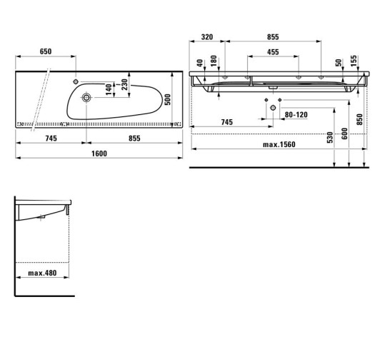 Держатель полотенца Laufen Palomba Collection под раковину на 160 см (3.8180.3.004.000.1 )