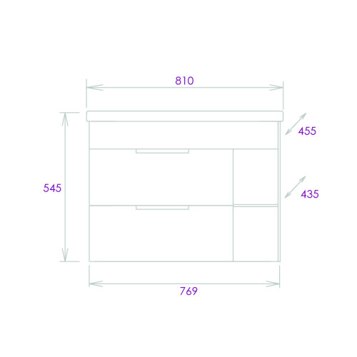 Тумба подвесная Onika Легран 80.13 (2 ящика) Дуб галифакс (108047)