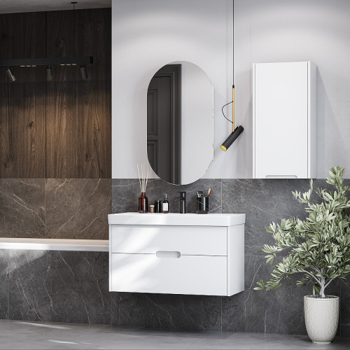 Тумба под раковину Aquaton Оливия 90 подвесная, цвет белый матовый (1A254401OL010)