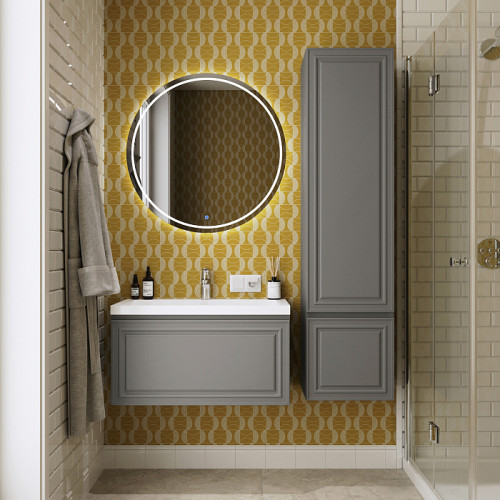 Тумба Итана Verona 80 794х379х440 подвесная с раковиной Natella 80 Смоки Софт