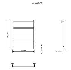 Полотенцесушитель электрический Aquanet Mauro 60х50 Тэн слева
