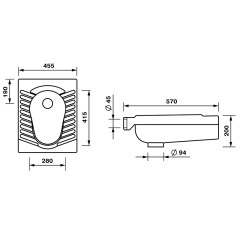 Унитаз напольный &quot;Чаша Генуя&quot; 45,5х57х20 белый (43301100302)